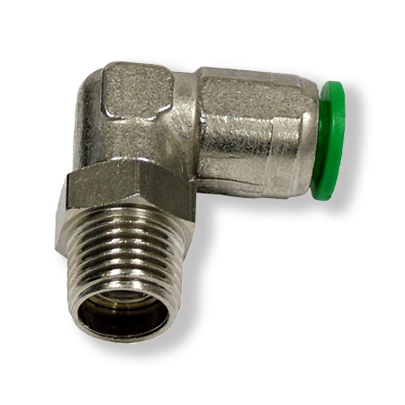 RACCORDO RAPIDO GOMITO GIREVOLE M 1/4 Ø=10mm.