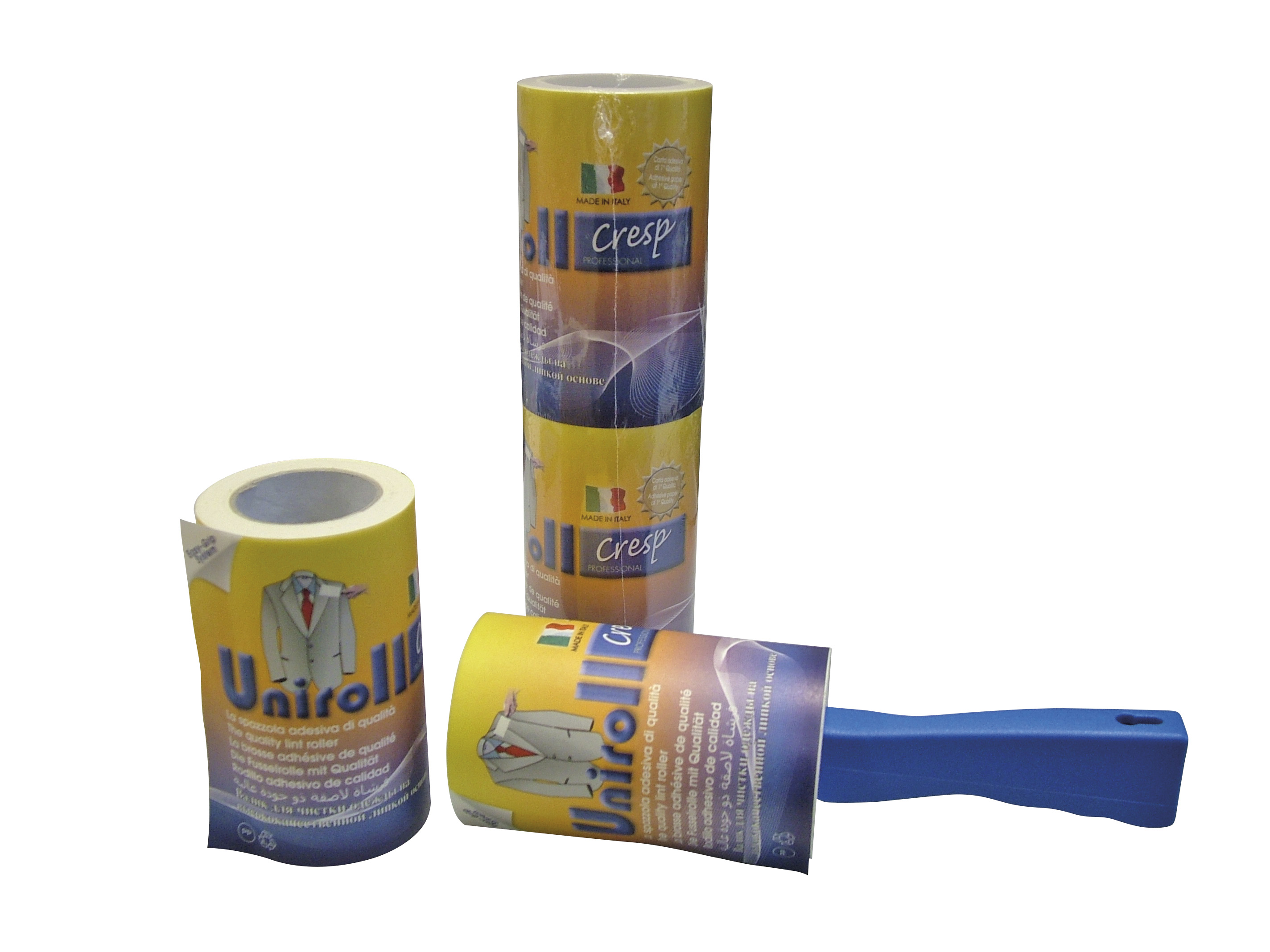 UNIROLL CRESP SPAZZOLA ADESIVA TERMOPACK METRI 10+RICAMBIO METRI 10 MANICO PIT STOP ROTOLO PRETAGLIATO CARTA CRESPATA